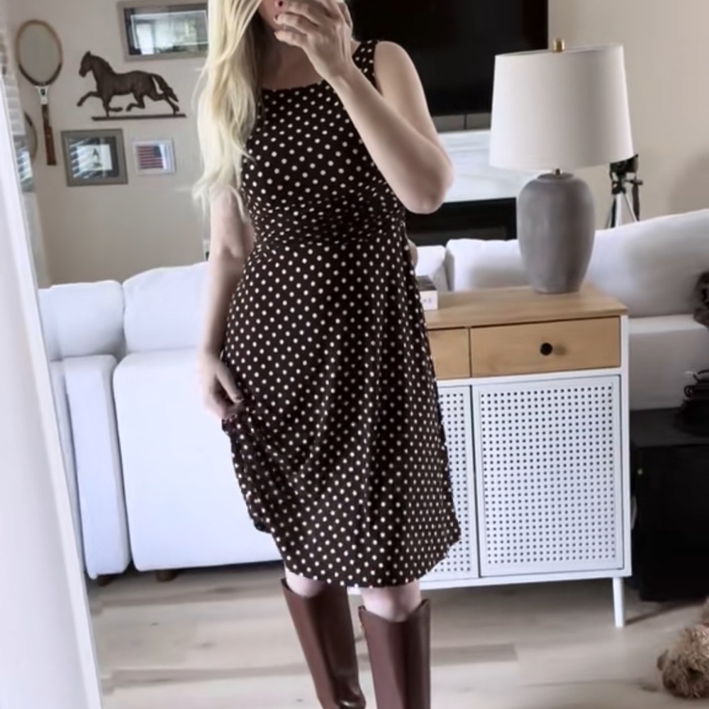 Ralph Lauren Chaps Polka Dot Midi Dress
